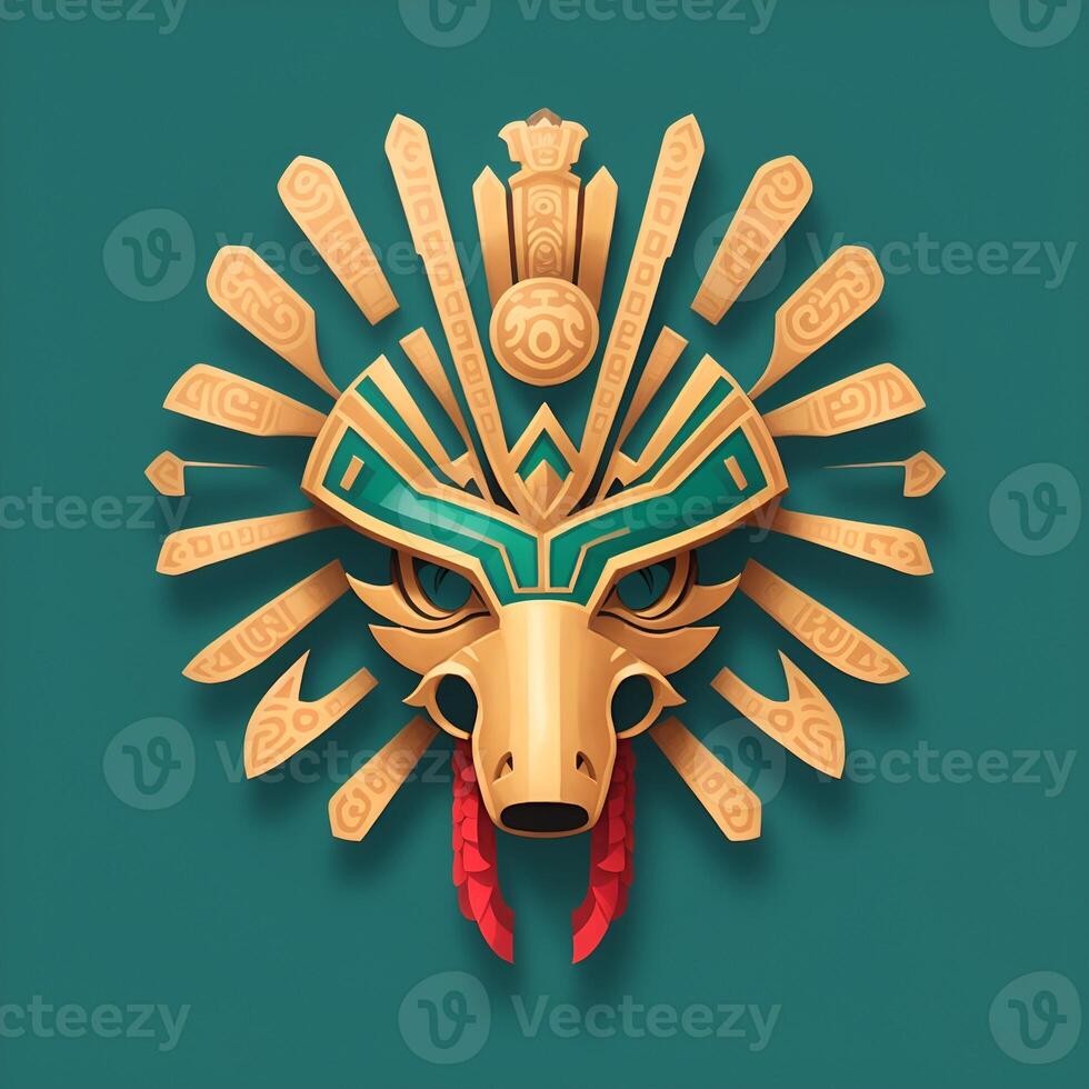 quetzalcoatl Kopf, symmetrisch, eben Symbol Design. ai generiert foto