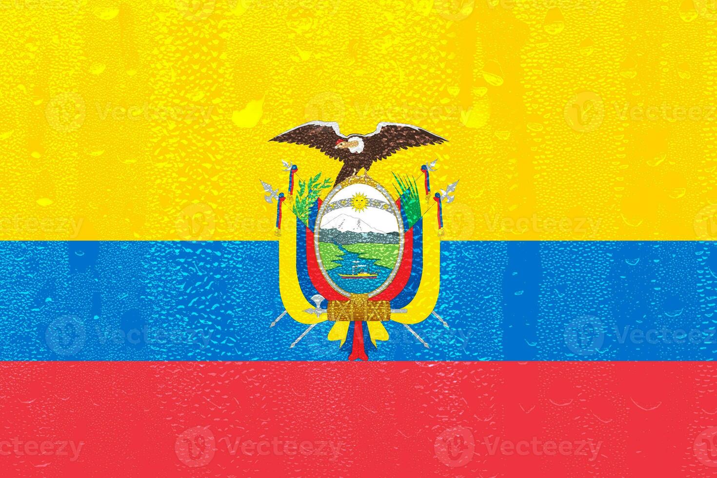 3d Flagge von Ecuador auf ein Glas foto