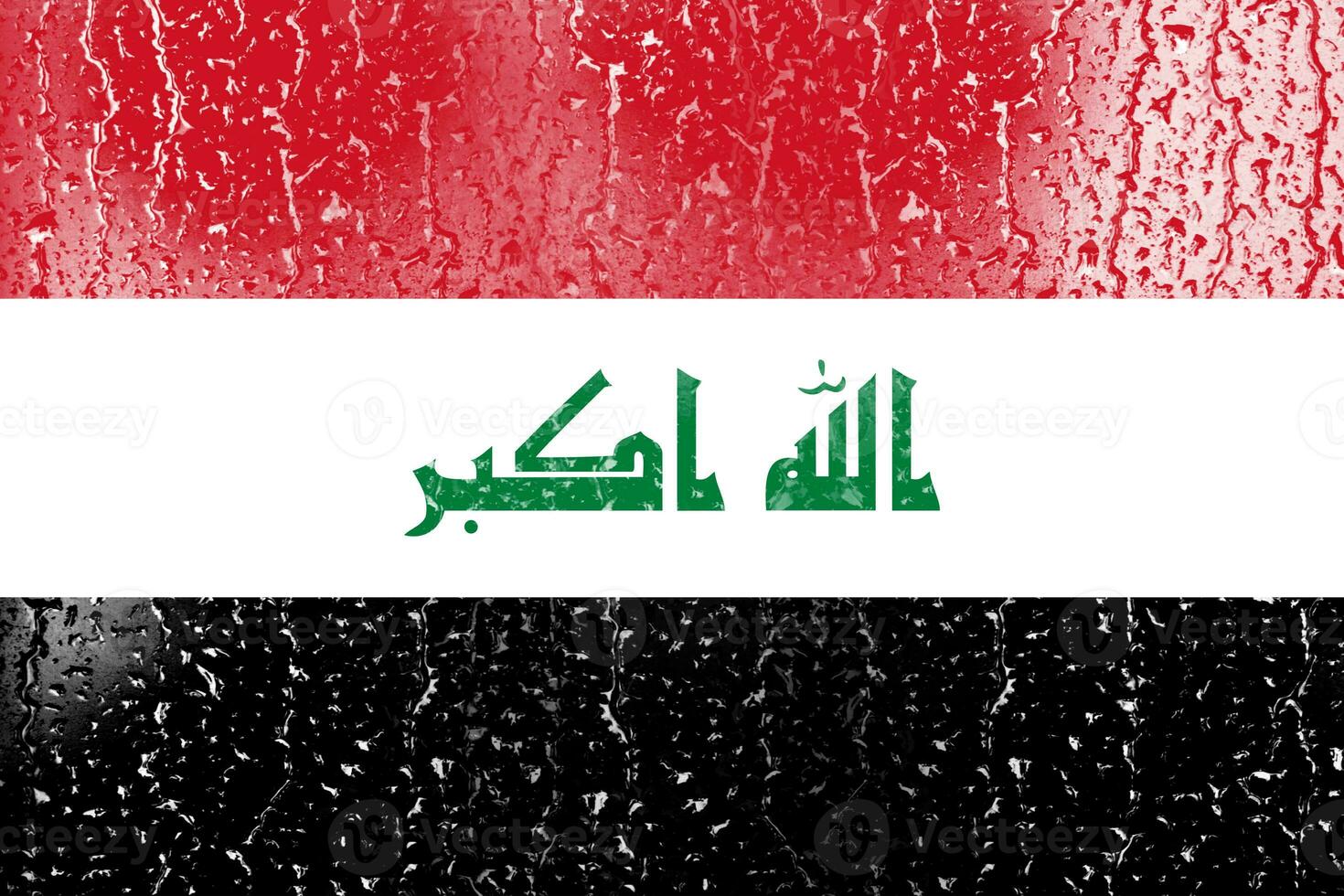 3d Flagge von Irak auf ein Glas foto