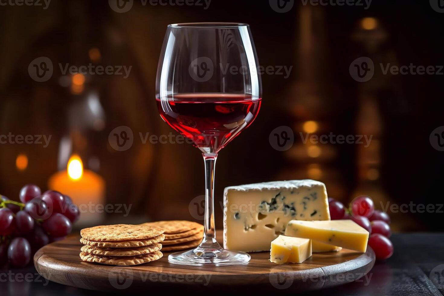 Wein, Käse und Trauben foto
