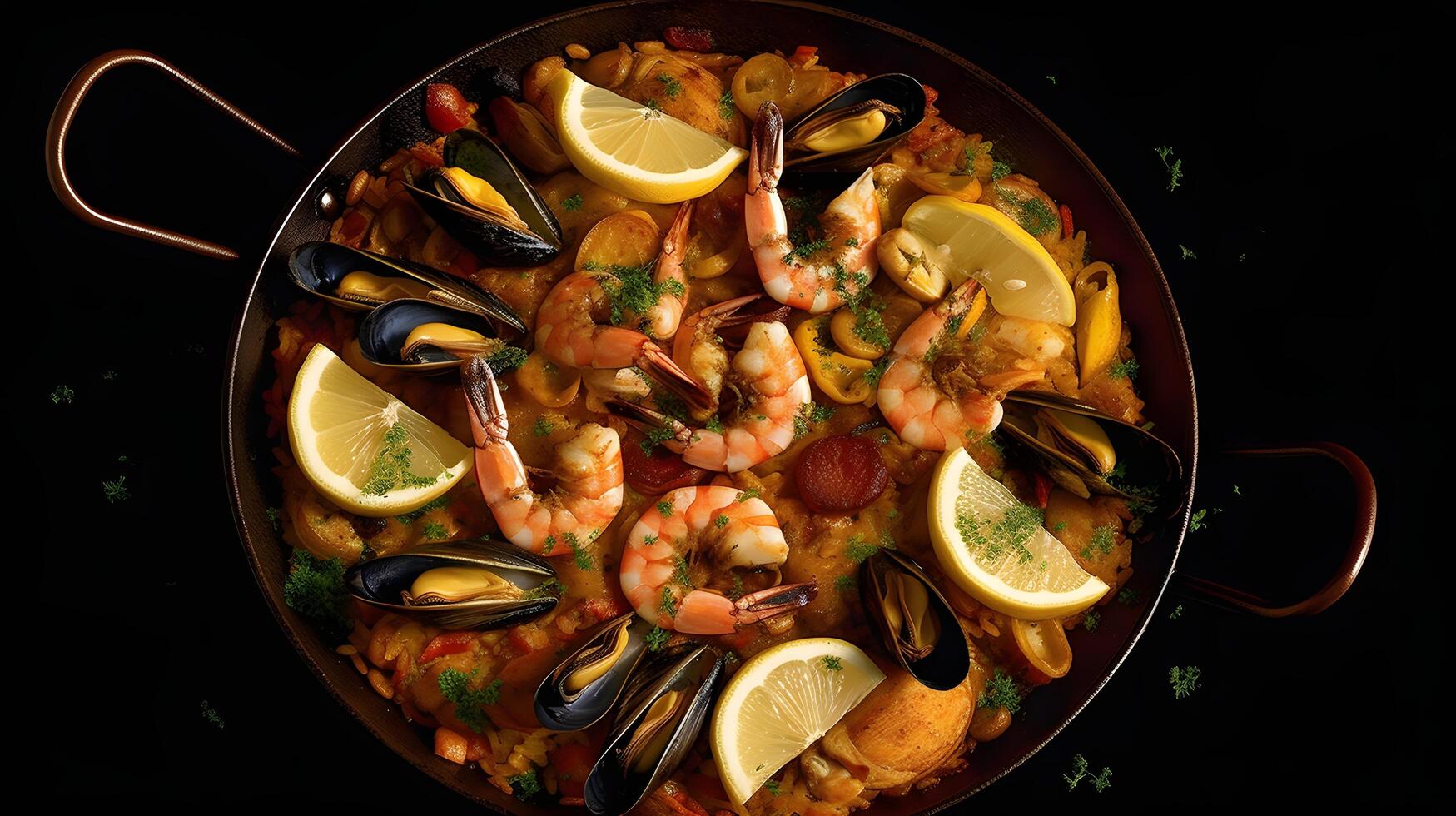 Spanisch Paella. ai generiert. foto