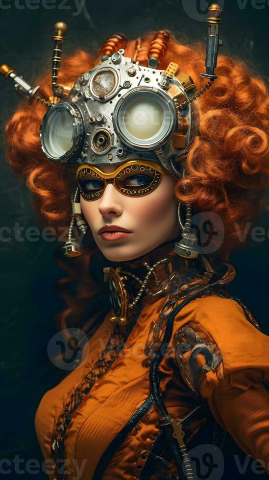 ein Porträt von ein attraktiv Steampunk Stil Frau foto