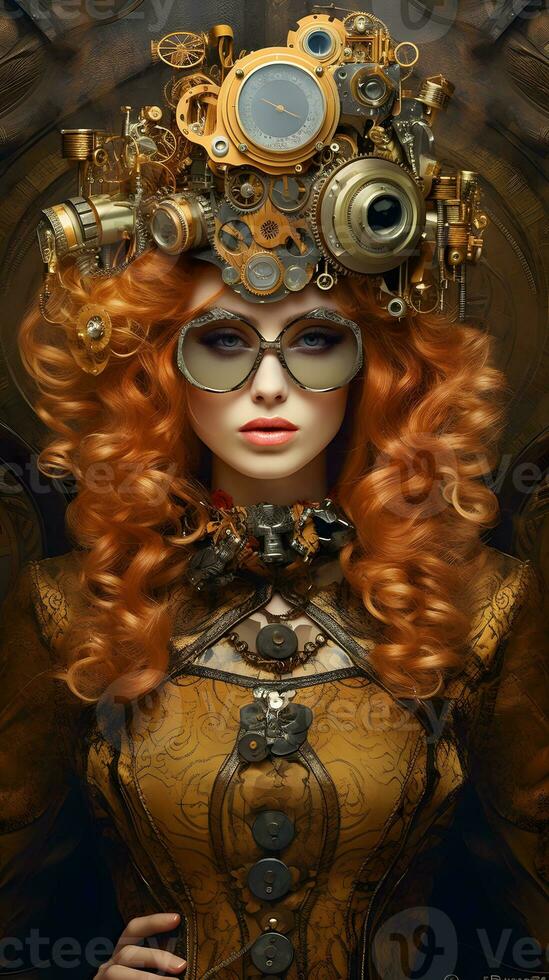 ein Porträt von ein attraktiv Steampunk Stil Frau foto