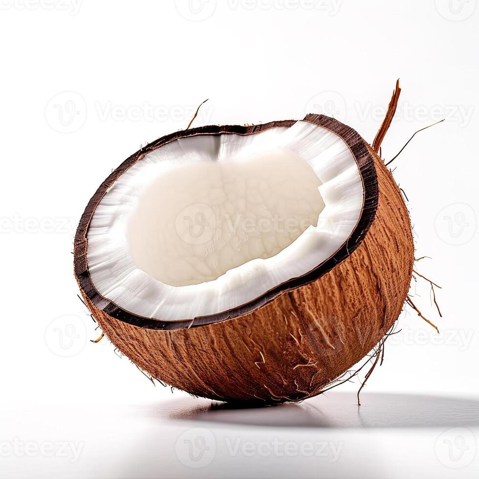 frisch Kokosnuss isoliert auf Weiß Hintergrund. generativ ai foto