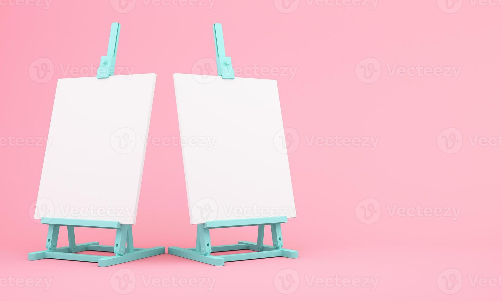 3D-Rendering der Staffelei auf rosa Hintergrund foto