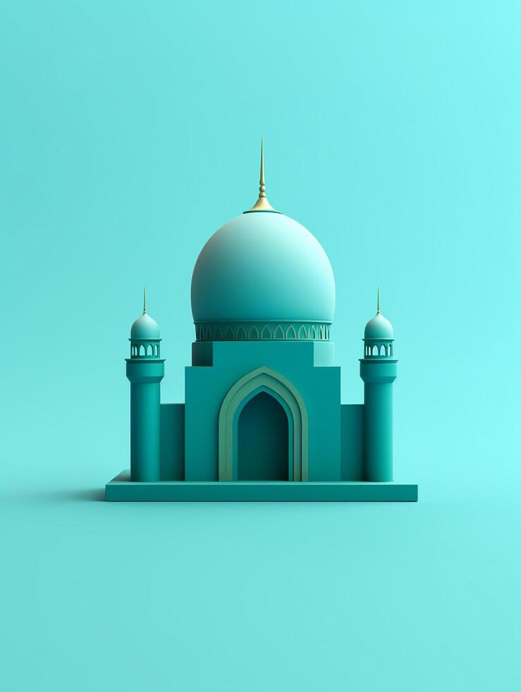 islamisch süß 3d Moschee zum Ramadan und eid Gruß Hintergrund ai generativ foto