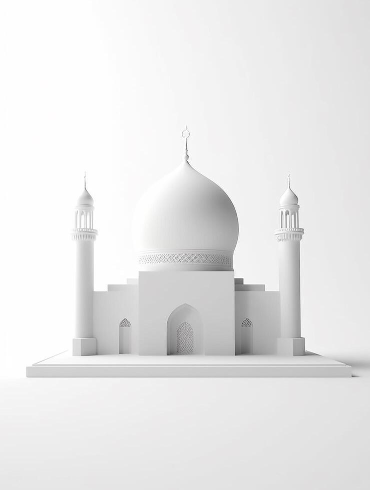 islamisch süß 3d Moschee zum Ramadan und eid Gruß Hintergrund ai generativ foto