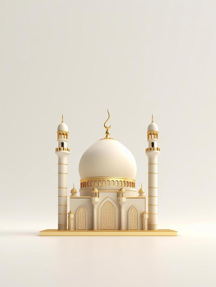 islamisch süß 3d Moschee zum Ramadan und eid Gruß Hintergrund ai generativ foto