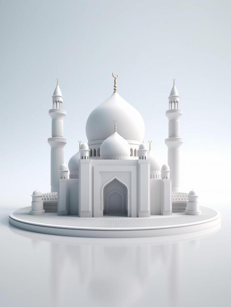 islamisch süß 3d Moschee zum Ramadan und eid Gruß Hintergrund ai generativ foto