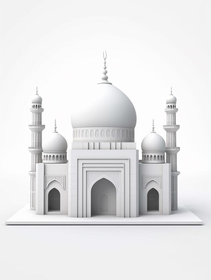 islamisch süß 3d Moschee zum Ramadan und eid Gruß Hintergrund ai generativ foto