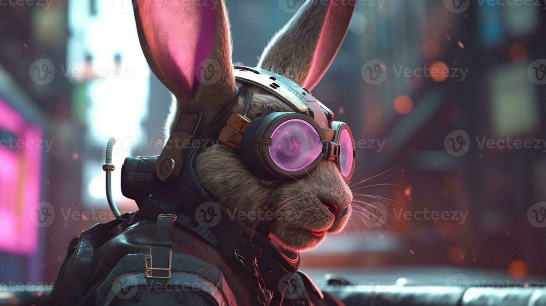 Hase mit Cyberpunk Illustration foto