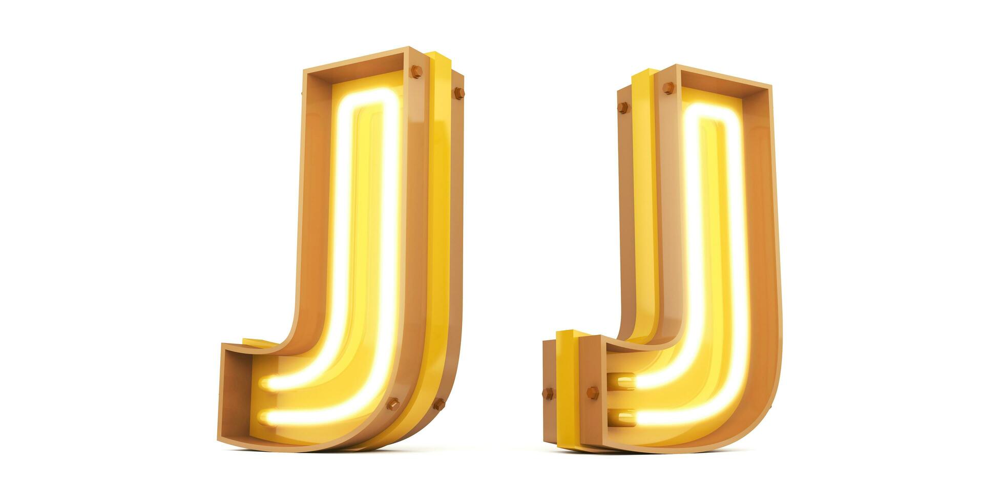 3d Alphabet mit Neon- Licht, 3D-Rendering foto