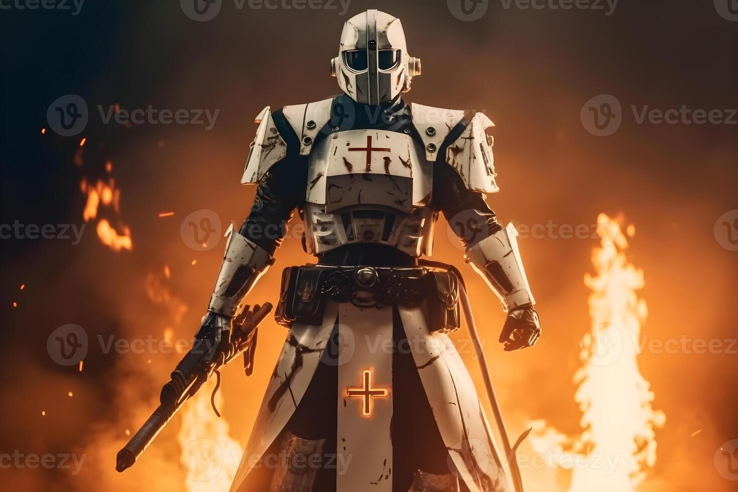 heilig Ritter Templer Krieger Roboter ,generativ ai foto