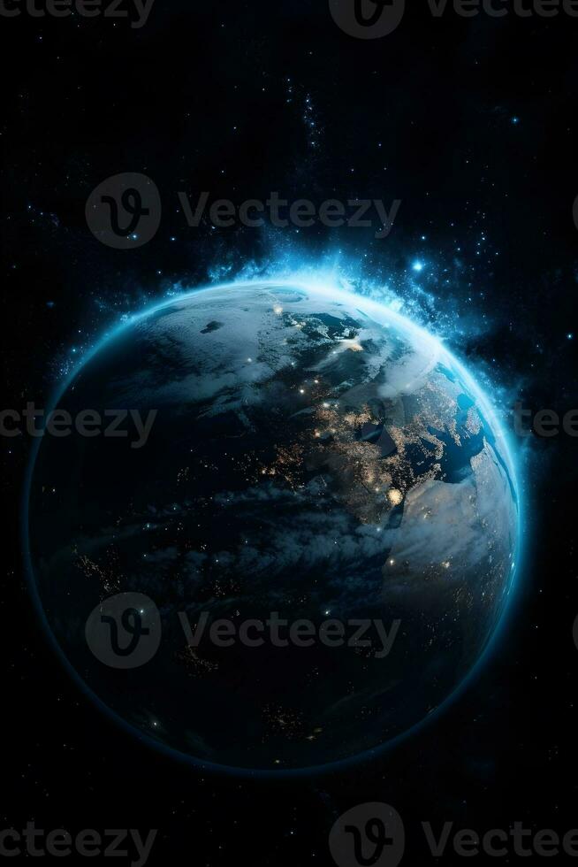 Aussicht von Planet Erde von Satellit Kamera ,generativ ai foto