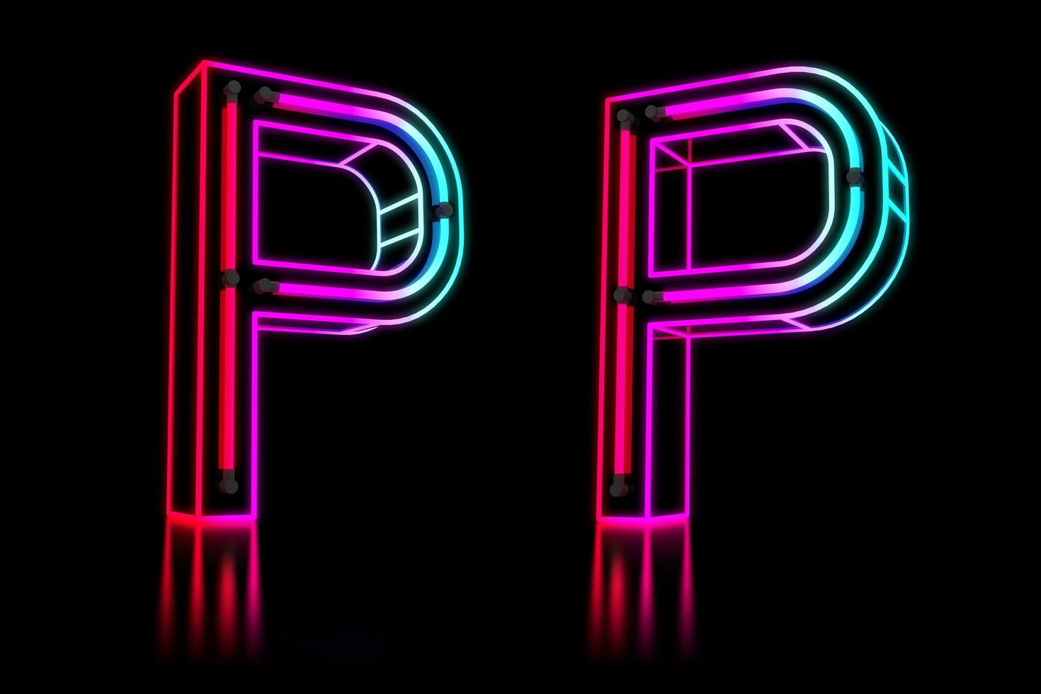 glühend bunt Neon- Alphabet. 3d Rendern Illustration foto