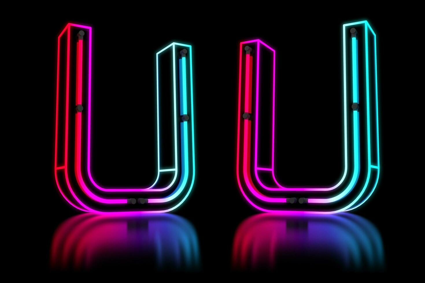 glühend bunt Neon- Alphabet. 3d Rendern Illustration foto