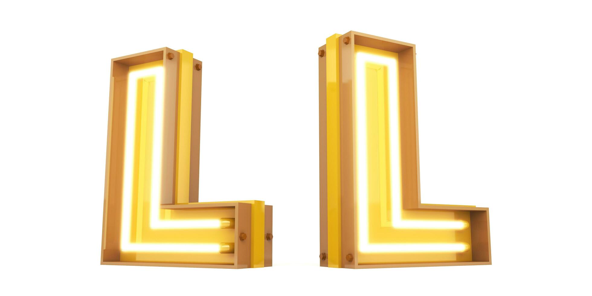 3d Alphabet mit Neon- Licht, 3D-Rendering foto