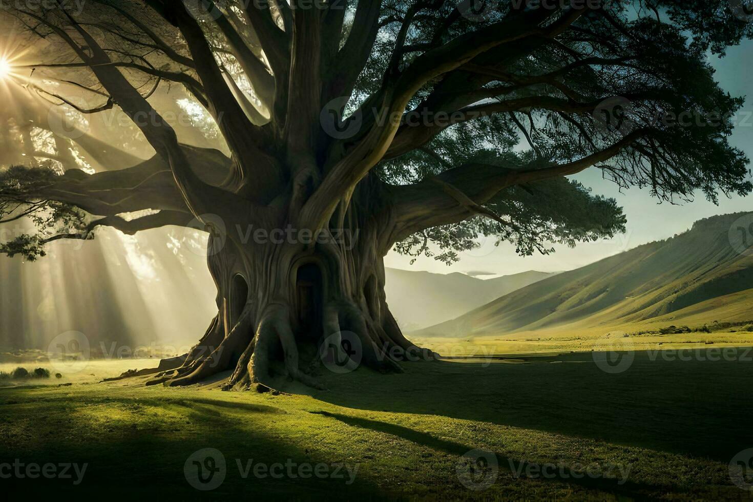 das atemberaubend Landschaft von das uralt Bäume. generativ ai. foto