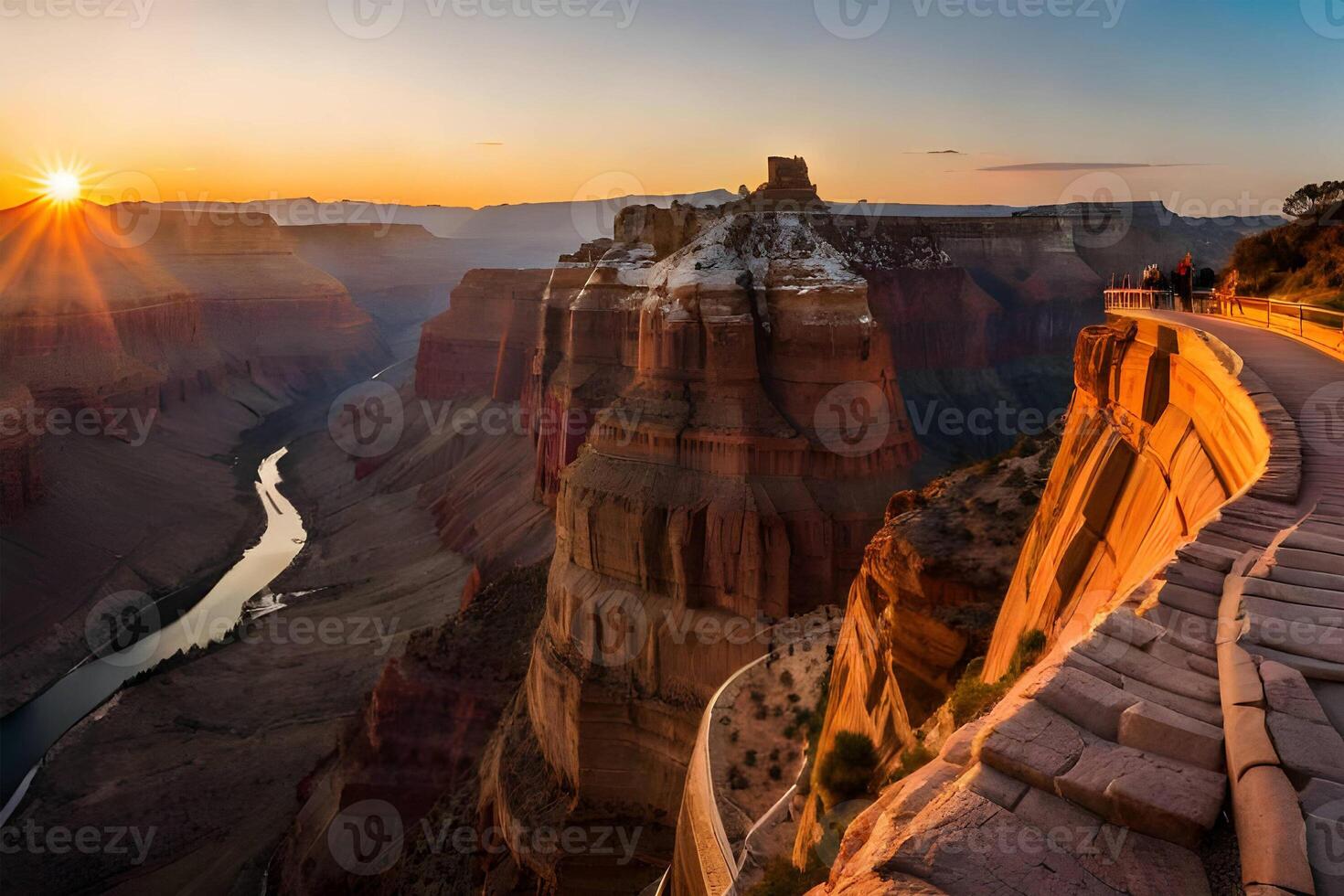 golden großartig Schlucht Fotografie mit Sonnenuntergang. generativ ai. foto