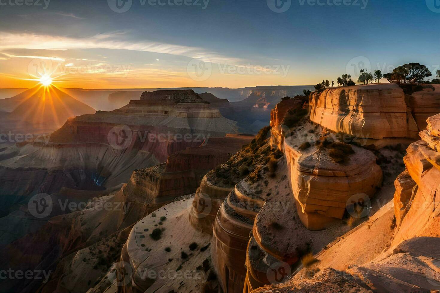 golden großartig Schlucht Fotografie mit Sonnenuntergang. generativ ai. foto