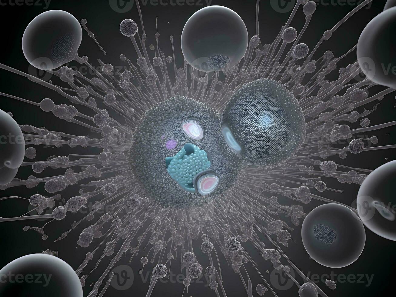 Mensch Zelle Mikroskop Hintergrund. generativ ai. foto