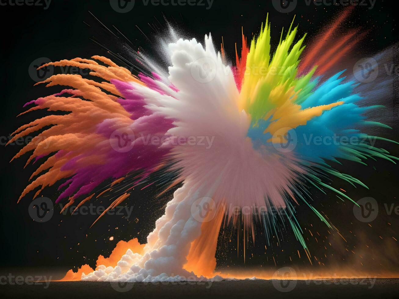 bunt Explosion mit schnelle Geschwindigkeit lebendig Farbe Pulver. generativ ai. foto