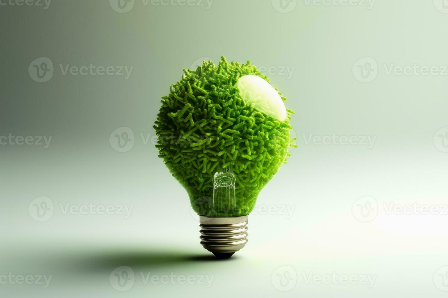 Grün Energie Konzept die Glühbirne erstellt mit generativ ai Technologie. foto