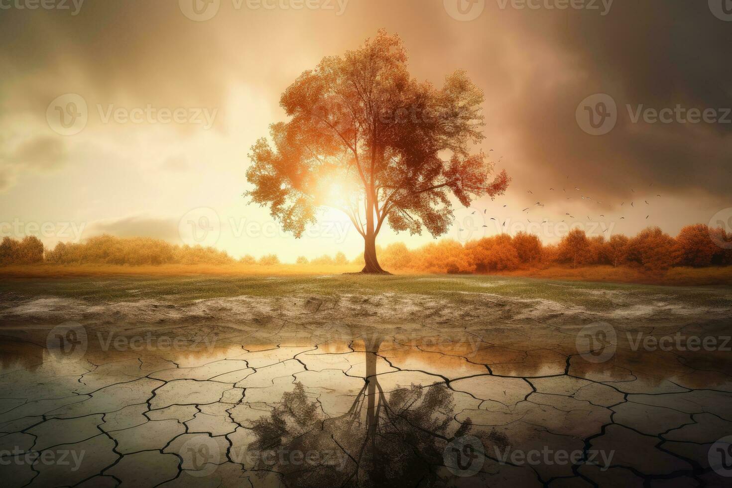 Planet Erde Klima Veränderung Baum Konzept erstellt mit generativ ai Technologie. foto