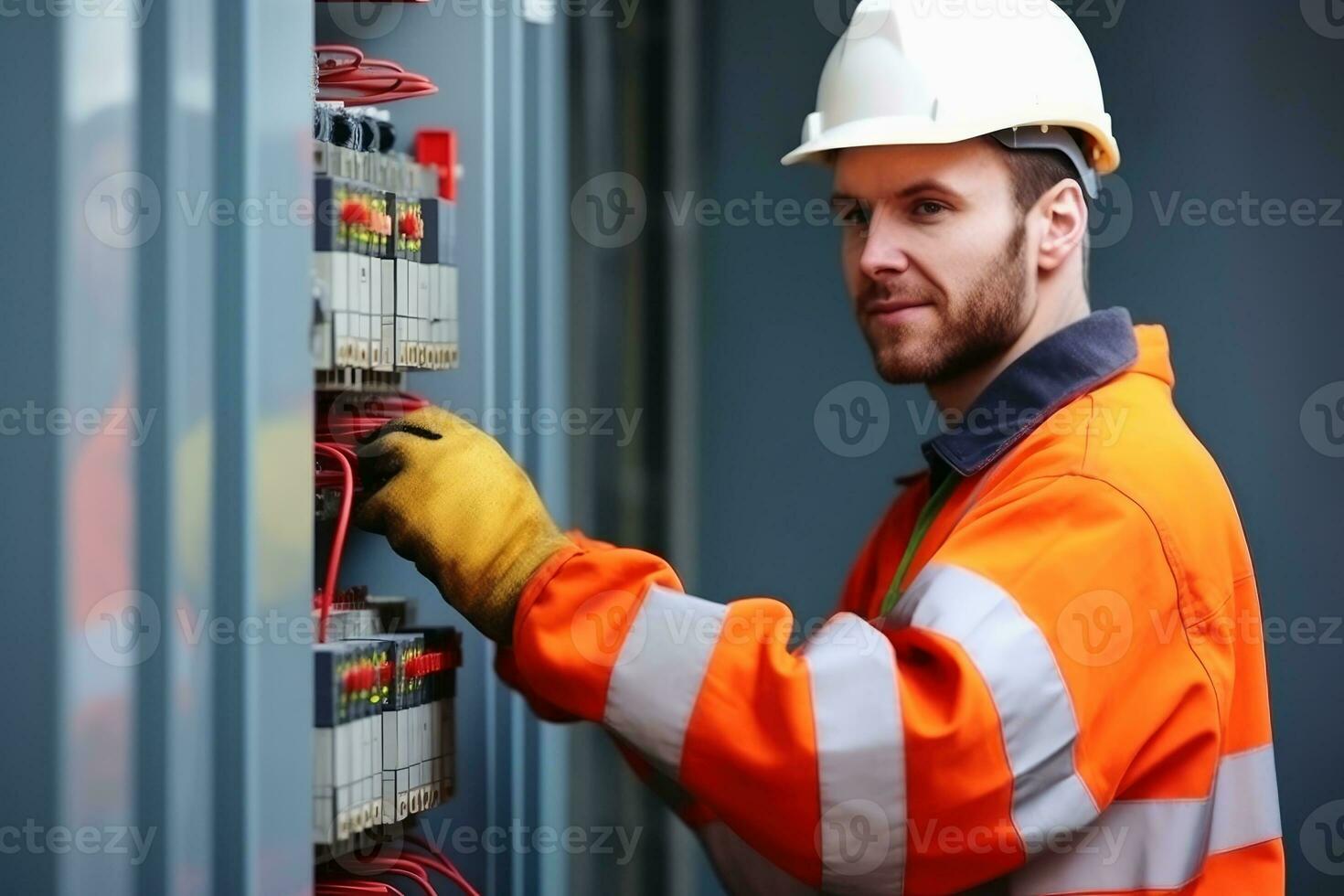 ein Elektriker während ein Reparatur erstellt mit generativ ai Technologie. foto