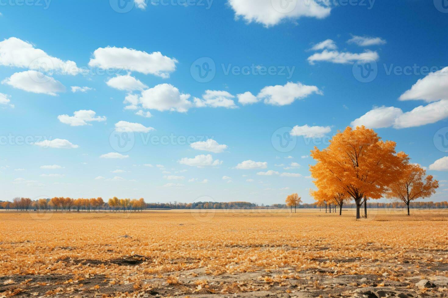beschwingt Herbst Farbtöne akzentuiert gegen ein Hintergrund von Blau Himmel und Wolken ai generiert foto