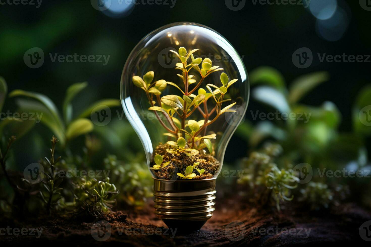 elektrisch Licht Birne mit ein Baum innen. das Idee von verlängerbar  Energie Quellen und Energie Erhaltung. das Konzept von Umwelt Erhaltung und  global Erwärmen. Erde Tag. ai generiert 29046119 Stock-Photo bei Vecteezy