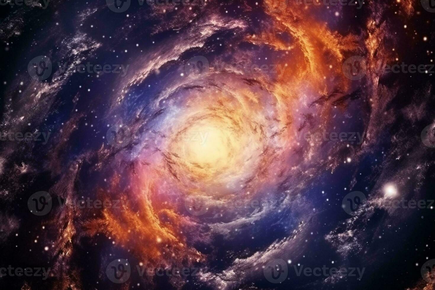 unendlich kosmisch Reich geschmückt mit ein atemberaubend Spiral- Galaxis und schimmernd Sterne ai generiert foto