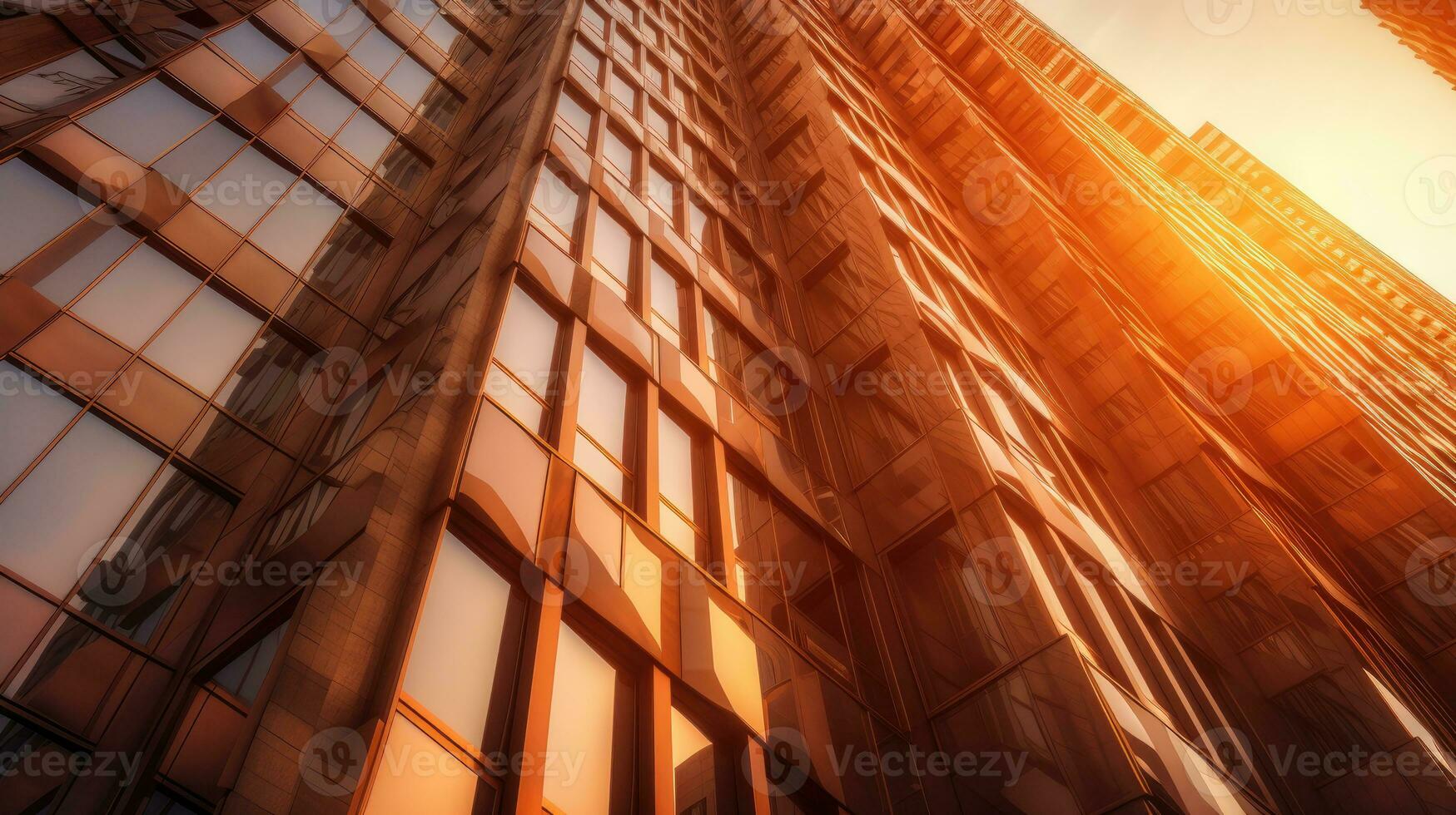 futuristisch die Architektur Stadtbild Aussicht mit modern Gebäude Wolkenkratzer, generiert ai foto