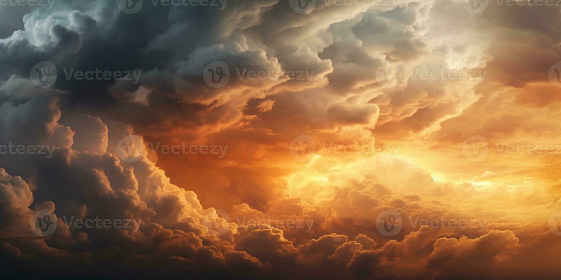 Wolkenlandschaft stürmisch Wetter und Blitz natürlich Katastrophe, ai generiert foto