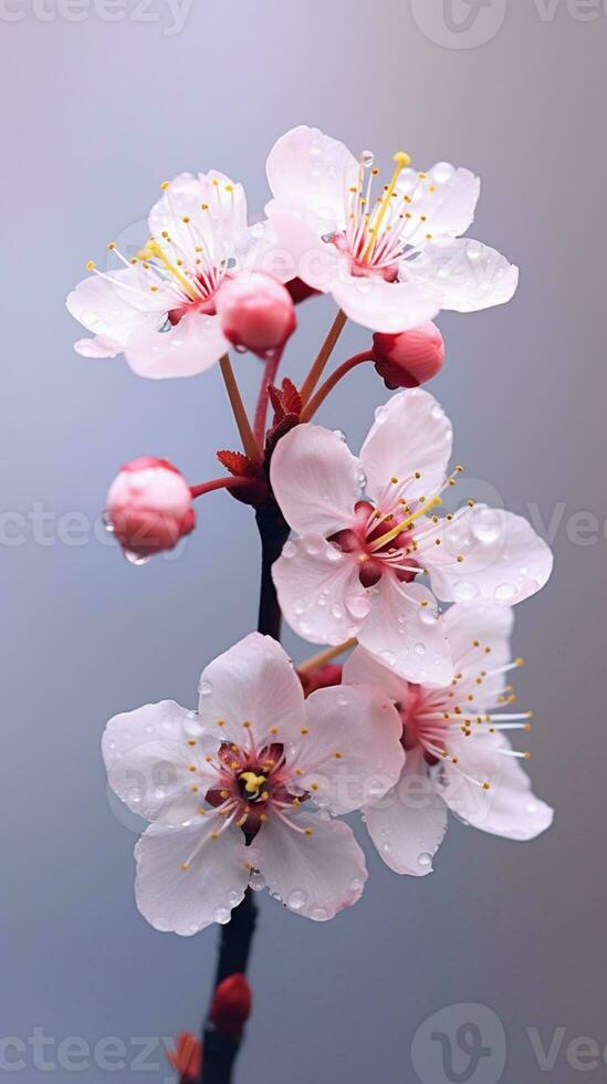 Kirsche blühen Blume Foto Hintergrund Hintergrund. ai generiert,