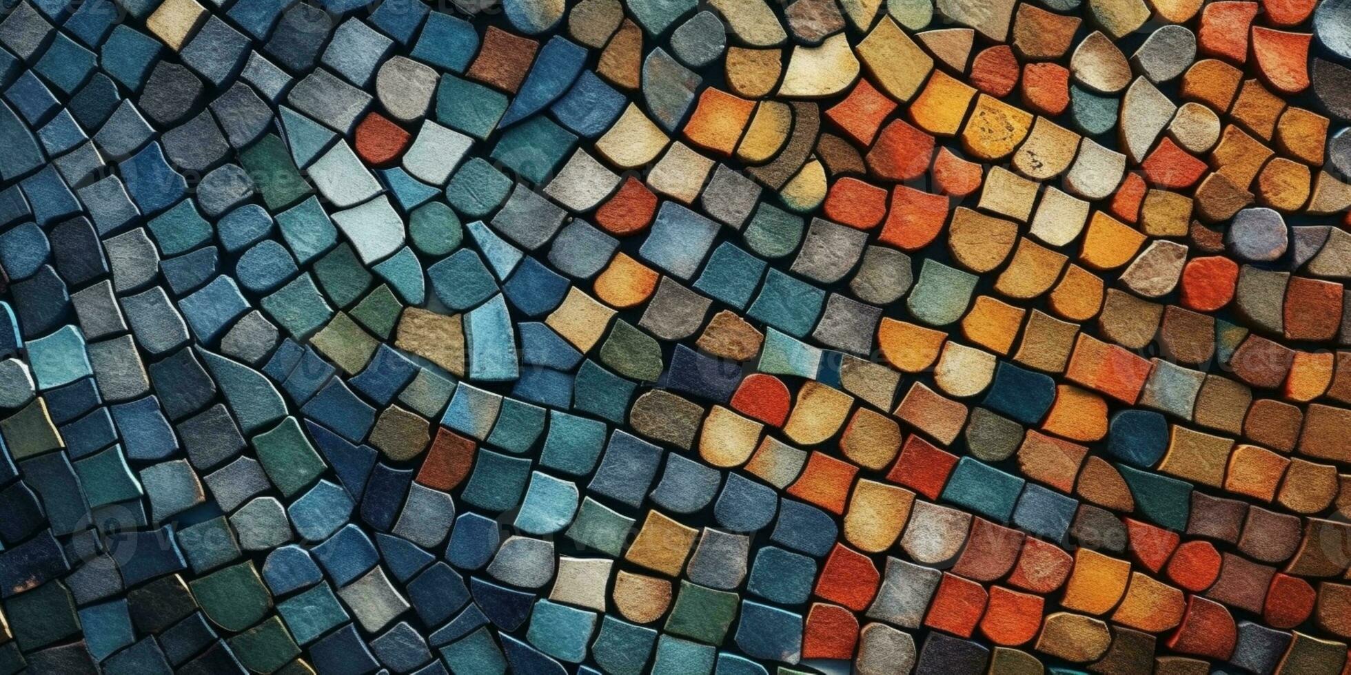 Stein Fragment Muster Mosaik Hintergrund. ai generiert, foto