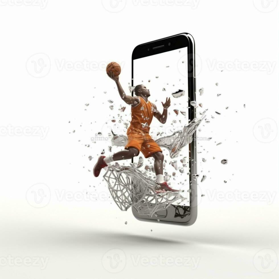 Reifen im Bewegung erheben Ihre Clever Telefon mit dynamisch 3d spielen Basketball Tapeten foto