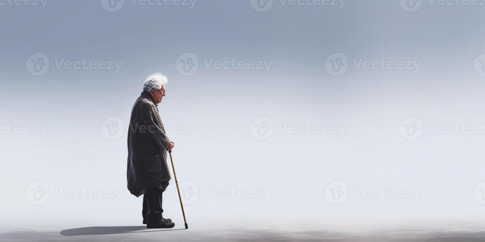 mental Gesundheit ein alt Mann und Gehen Straße Kopieren Raum Hintergrund, ai generiert foto