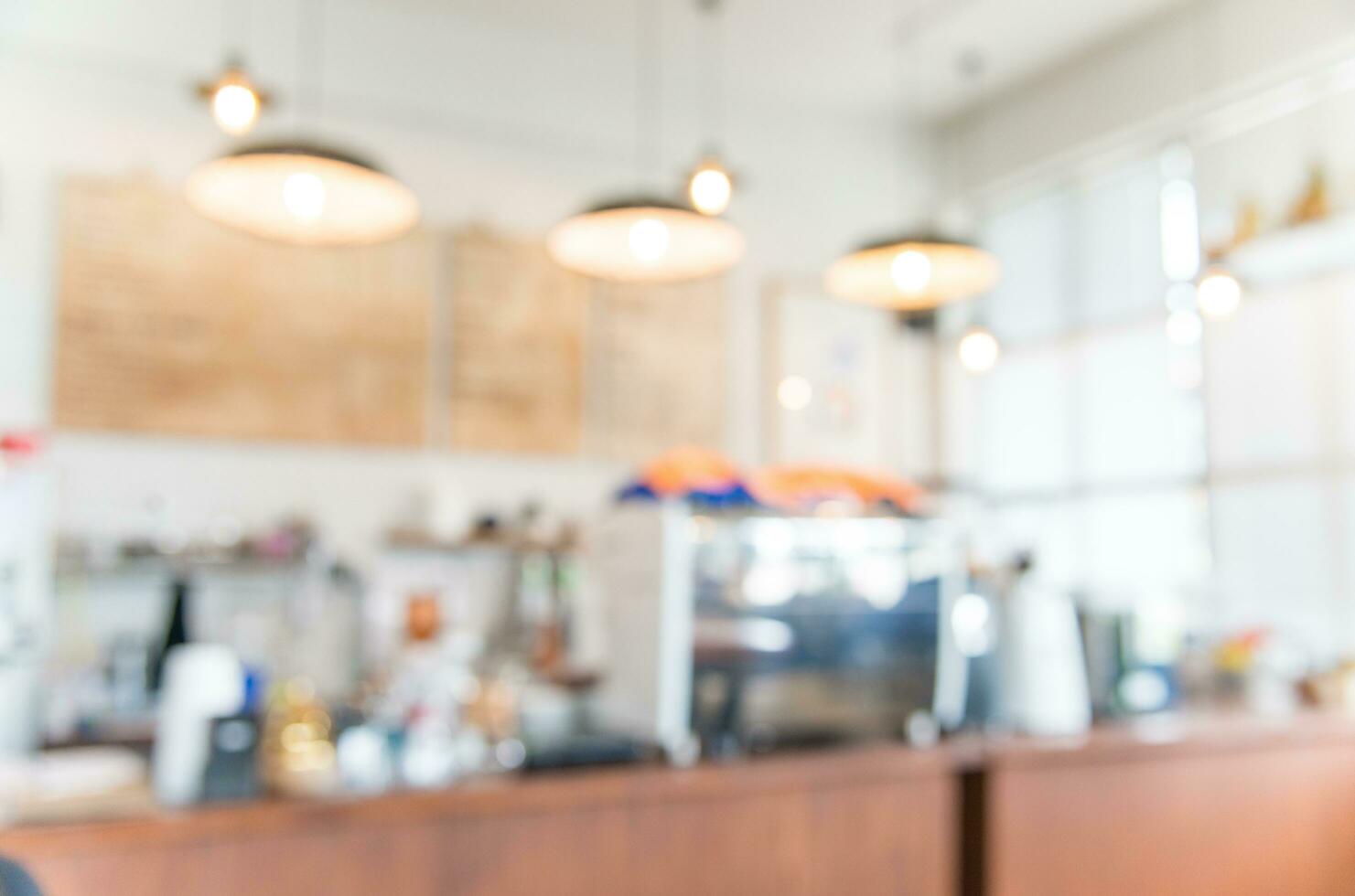 das Umgebung im Cafe Geschäft mit verschwommen Hintergrund. foto