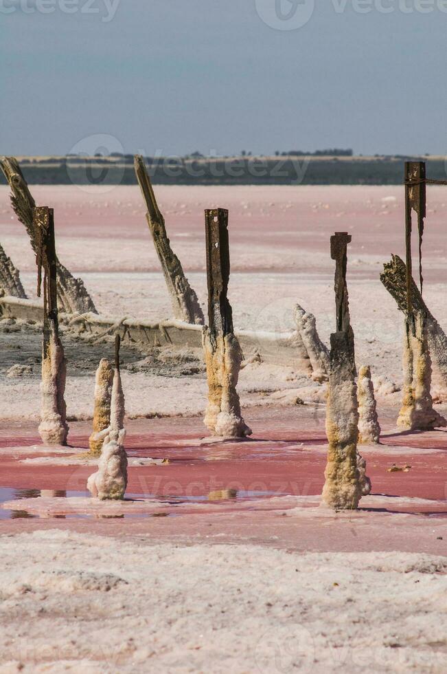 historisch Überreste von alt Salz- Ausbeutung, Salinen großartig, la Pampa, Argentinien. foto