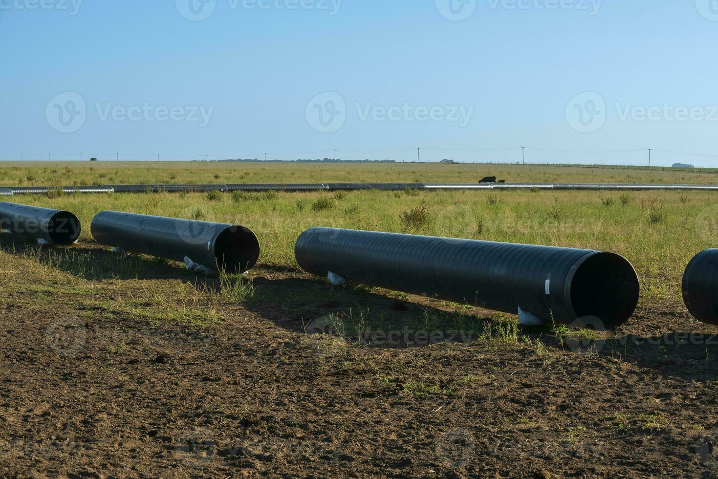 Gas Pipeline Konstruktion, la Pampa Provinz , Patagonien, Argentinien. foto