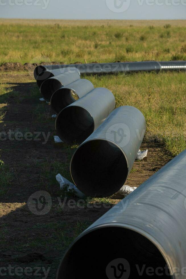 Gas Pipeline Konstruktion, la Pampa Provinz , Patagonien, Argentinien. foto