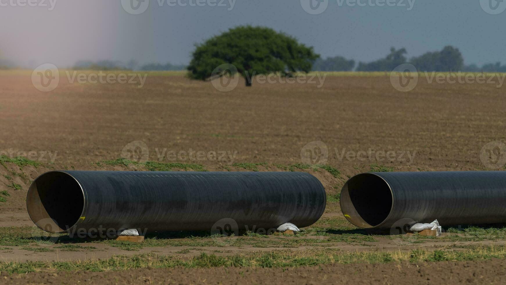 Gas Pipeline Konstruktion, la Pampa Provinz , Patagonien, Argentinien. foto