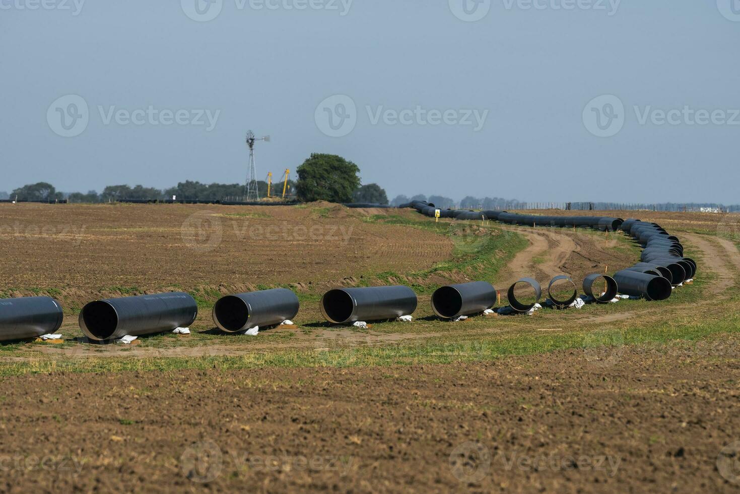 Gas Pipeline Konstruktion, la Pampa Provinz , Patagonien, Argentinien. foto