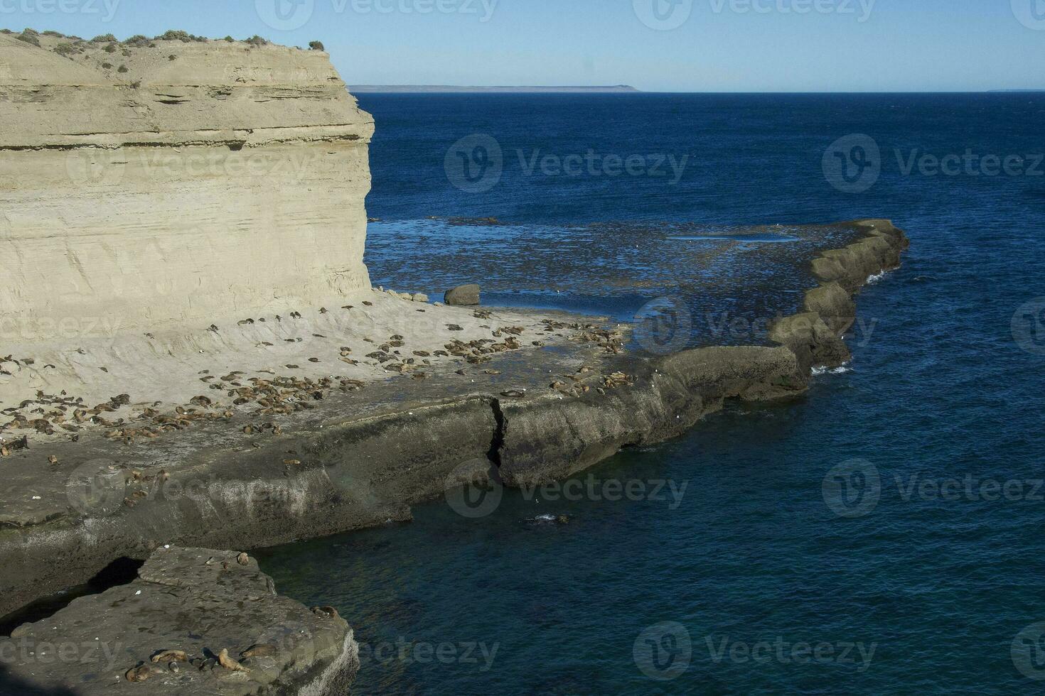 Klippen Landschaft im Halbinsel Valdes, UNESCO Welt Erbe Grundstück, chubut Provinz, Patagonien, Argentinien. foto