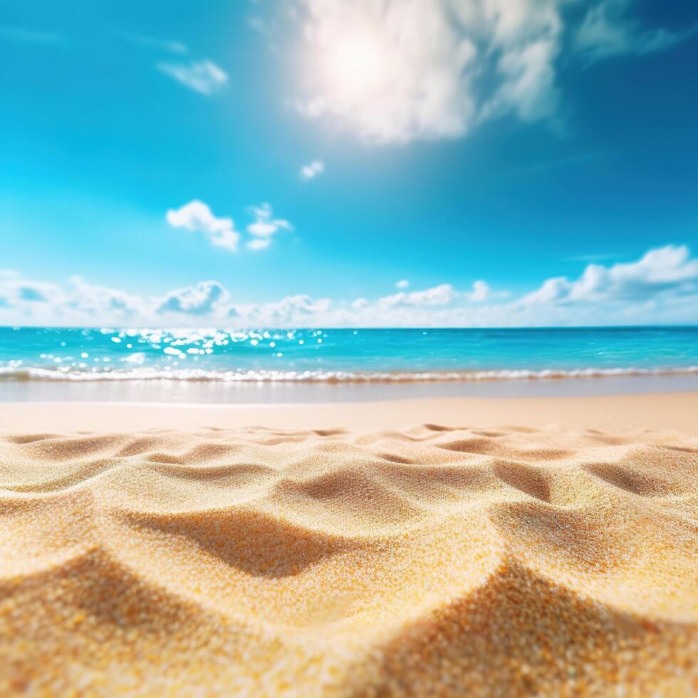 Sand Strand und Himmel. abstrakt verwischen defokussiert Hintergrund. ai generiert foto