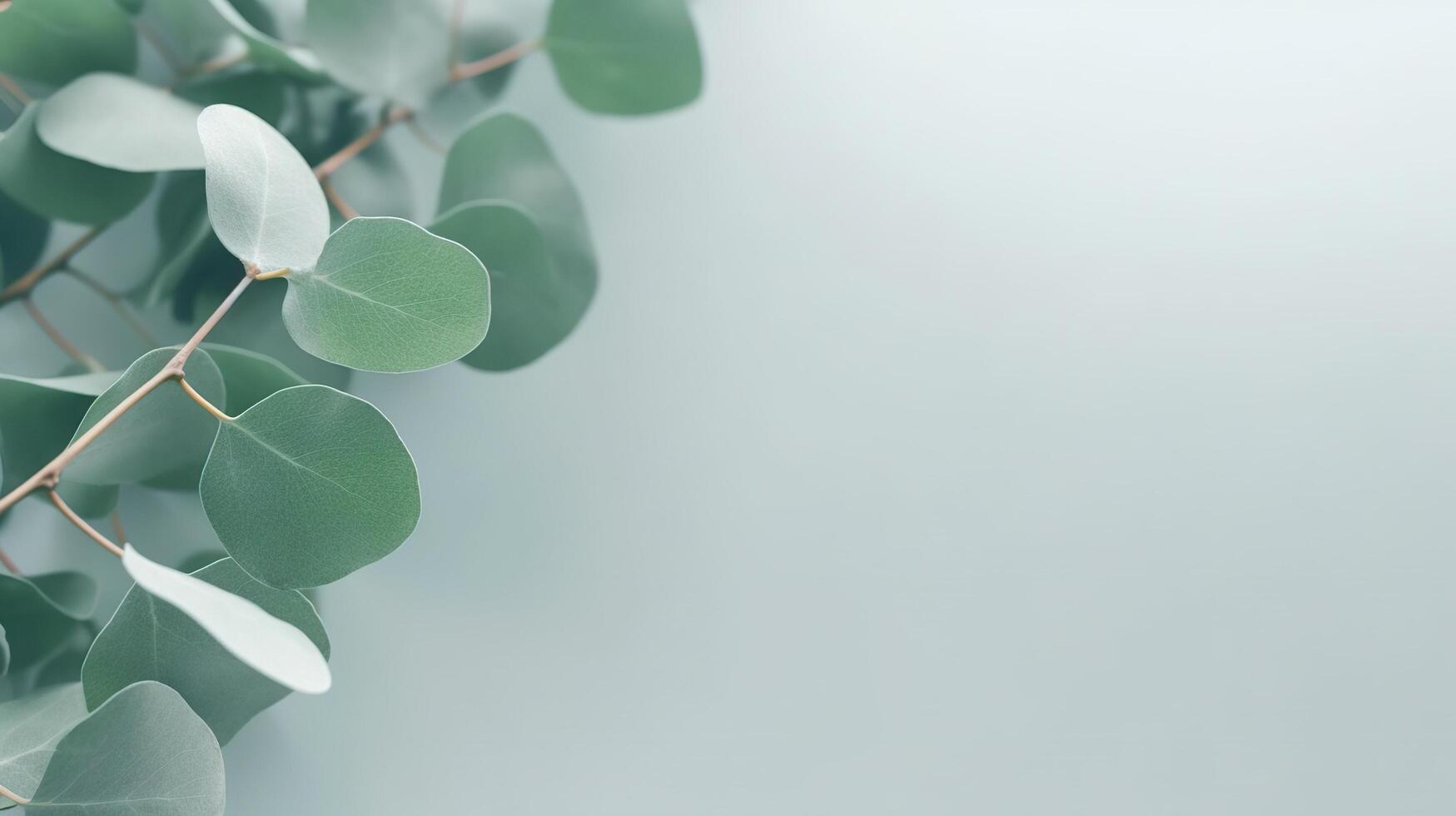 Blätter auf ein Mauer. eben lat von Eukalyptus Grün Geäst. ai generiert foto