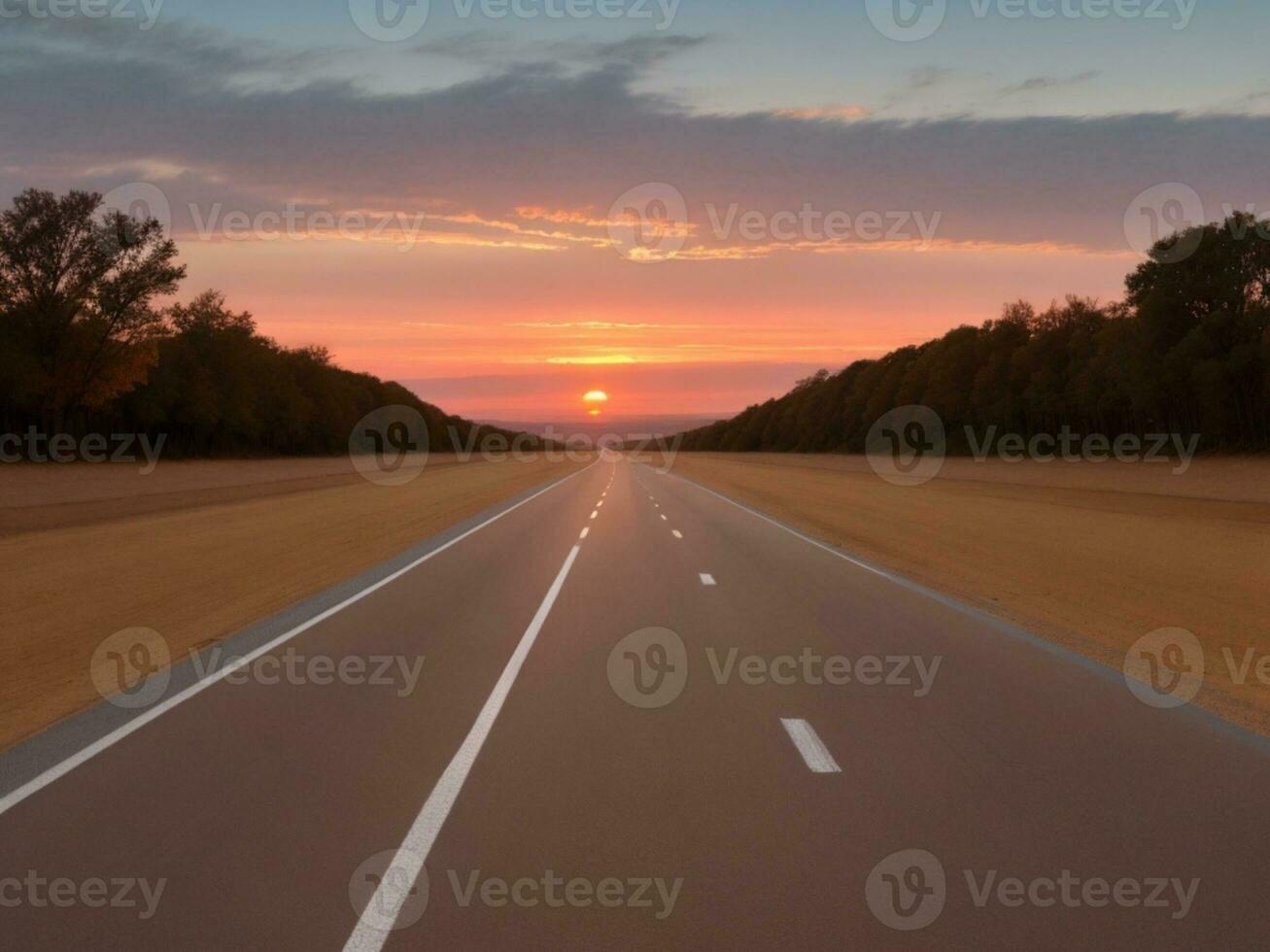 verschwinden Punkt auf leeren Straße Sonnenuntergang Schönheit foto