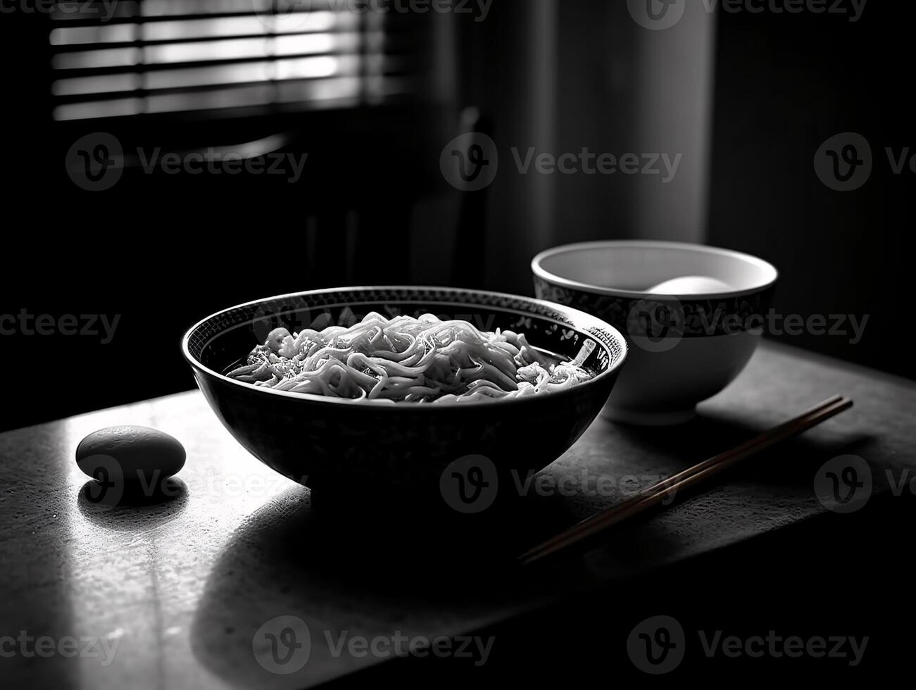 das Schönheit im Einfachheit - - ein atemberaubend Bild von ein Single Schüssel von Ramen - - ai generiert foto