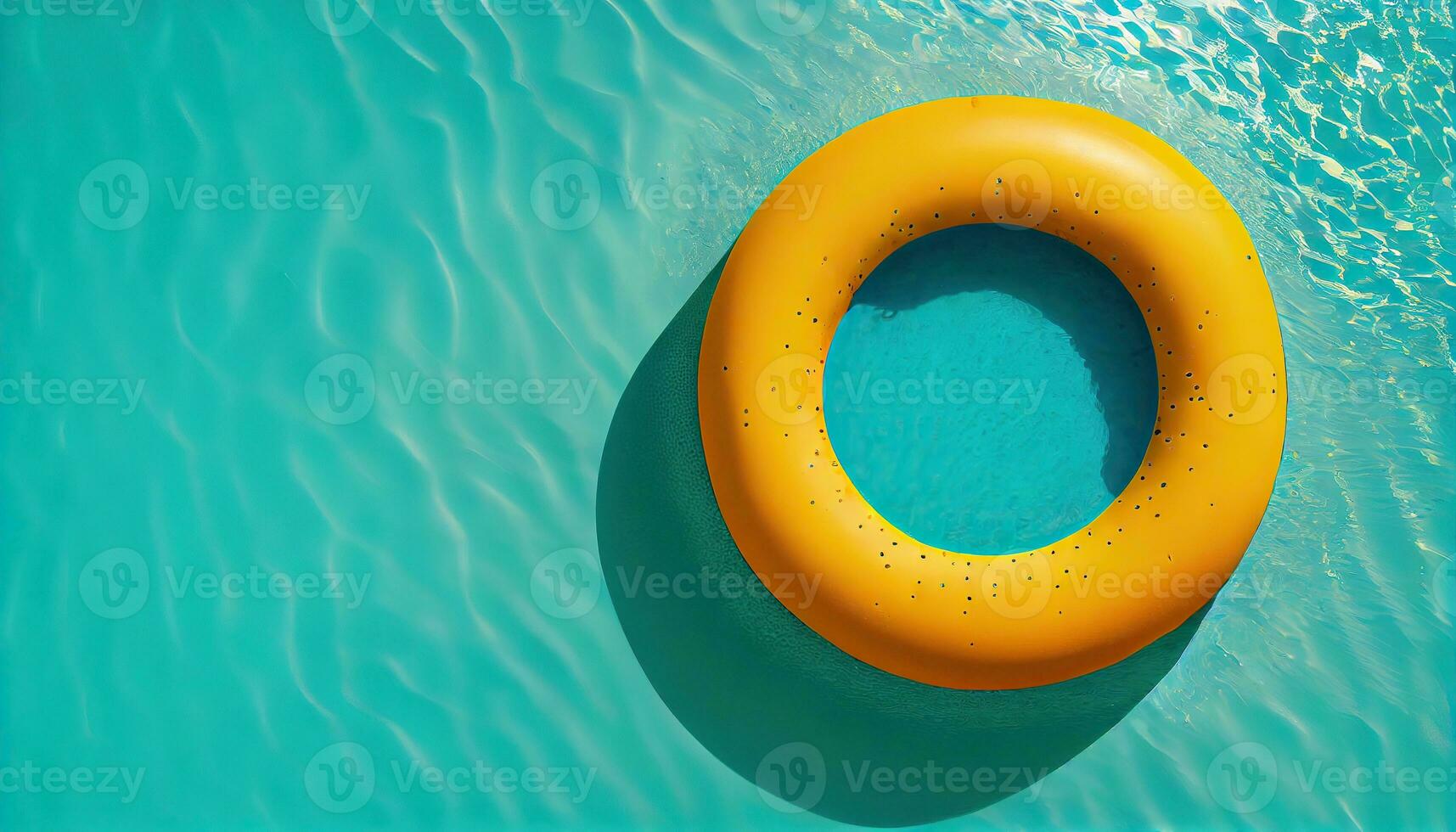 generativ ai Illustration von Wasser Schwimmbad Sommer- Hintergrund mit Schwimmbad schweben Ring. Sommer- Blau aqua texturiert Hintergrund foto